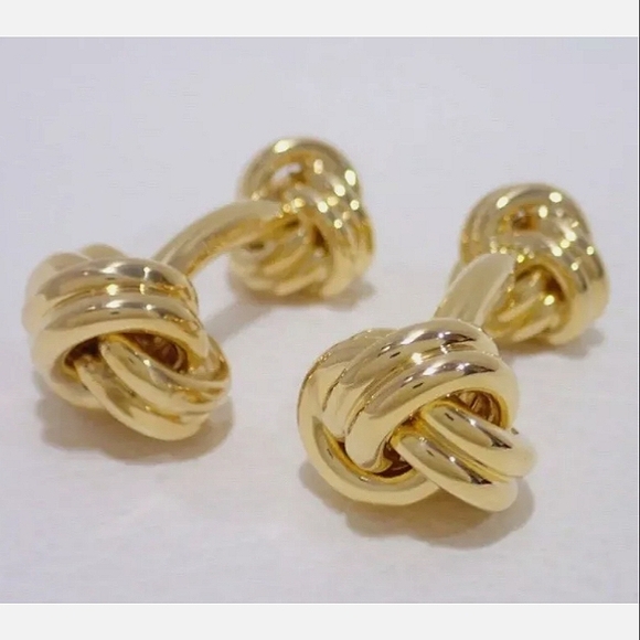 18K Tiffany & Co. Love Knot Yellow Gold Cufflinks - Picture 3 of 6